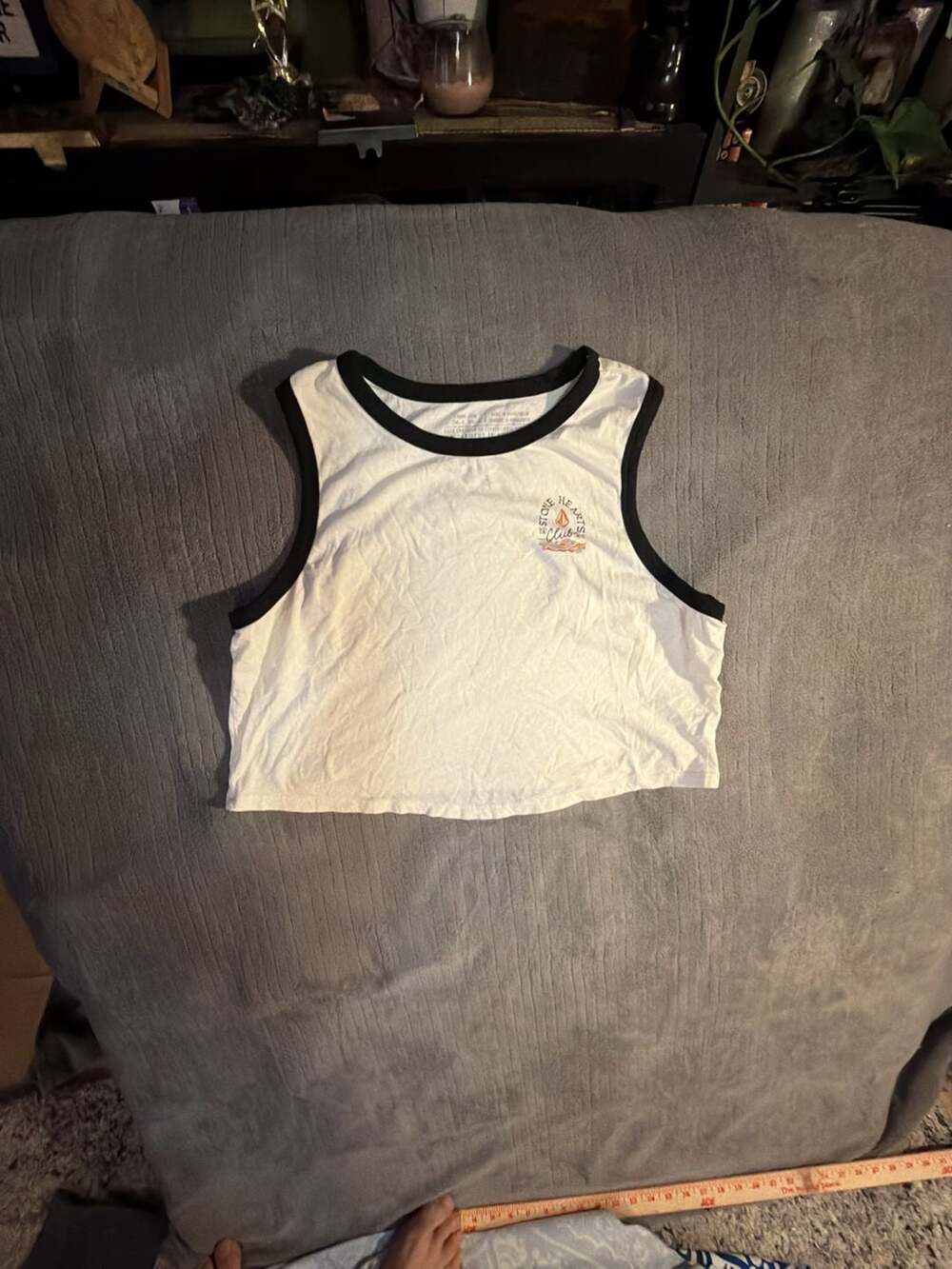 Volcom Stone Hearts Club Ringer Crop Tank Top Size S